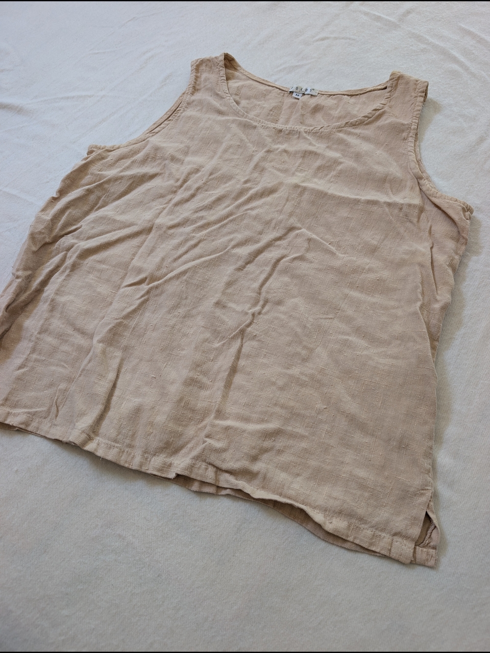 100% Linen Focus Boxy Tank Top Size Medium Oversized
